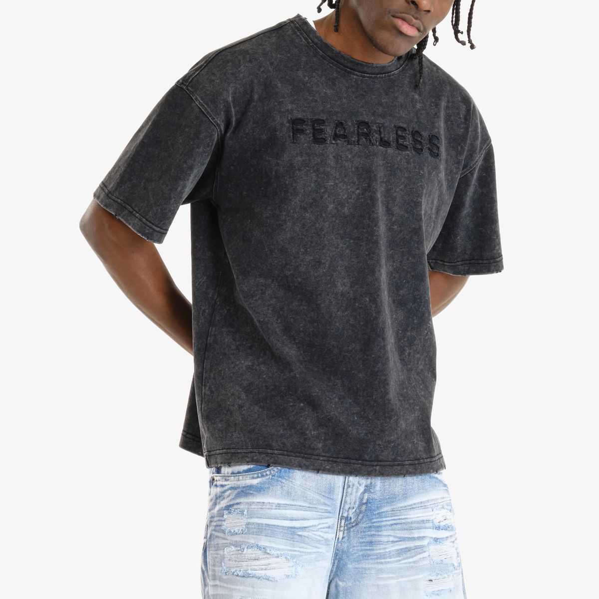 COPPER RIVET ACID WASH FEARLESS T-SHIRT MULTI COLORS