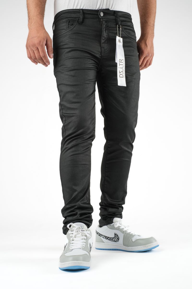 Disaster Skinny Black Wax Stretch Denim Black