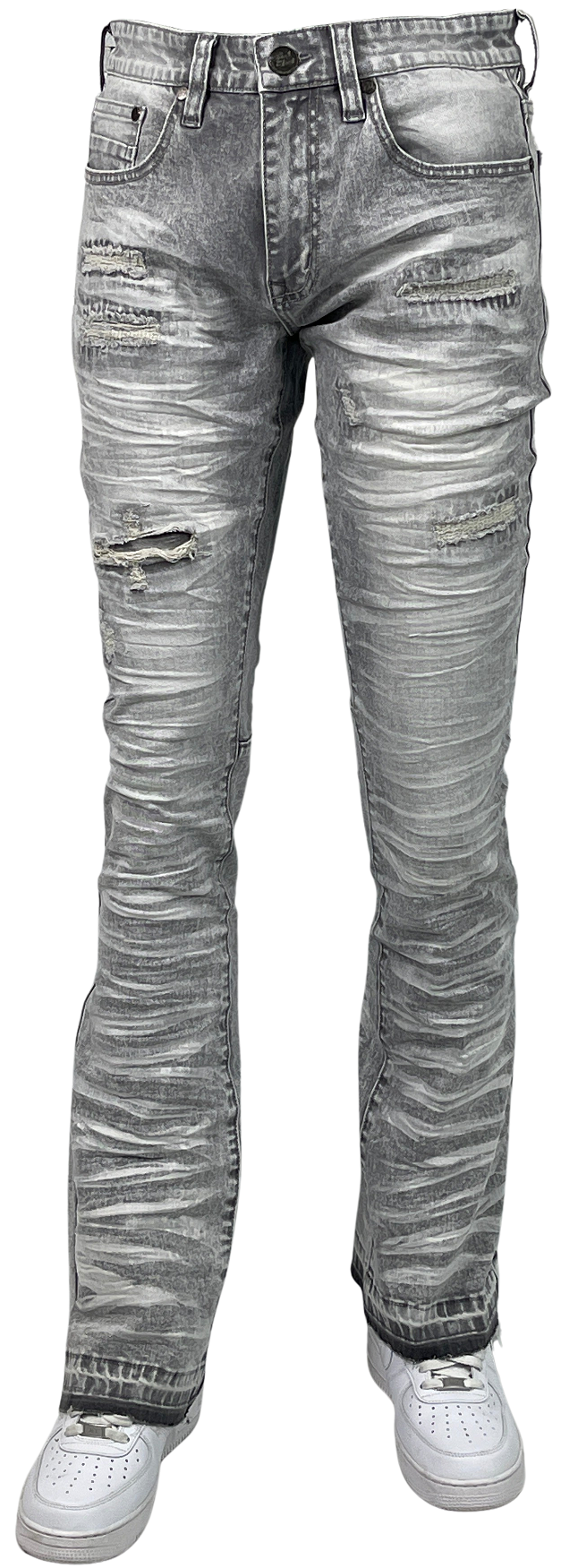 Blind Trust Distressed Stacked Jeans Grey