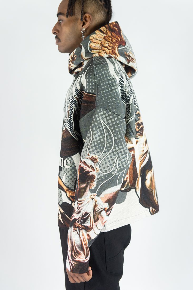 Rebel Minds Rhinestone Heaven Tapestry Charcoal Hoodie