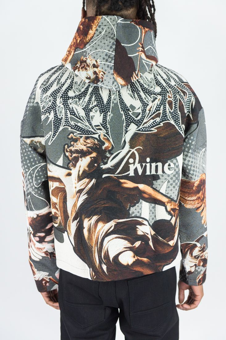 Rebel Minds Rhinestone Heaven Tapestry Charcoal Hoodie