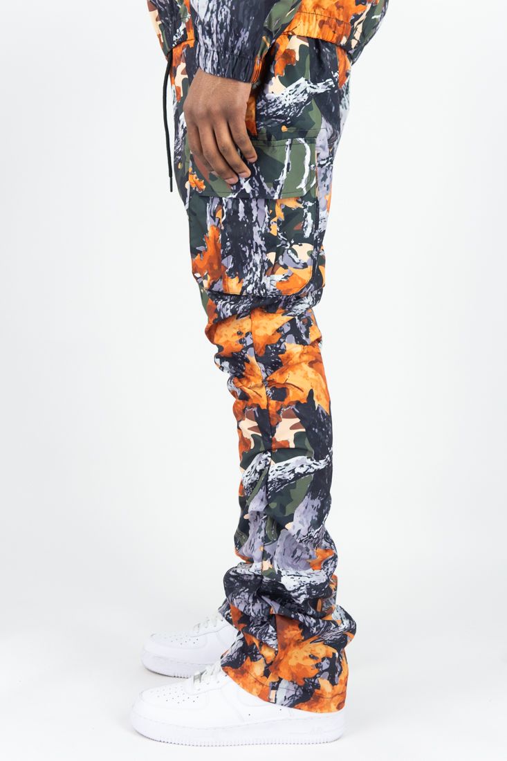 Rebel Minds Camo Nylon Cargo Stacked Jogger Forest