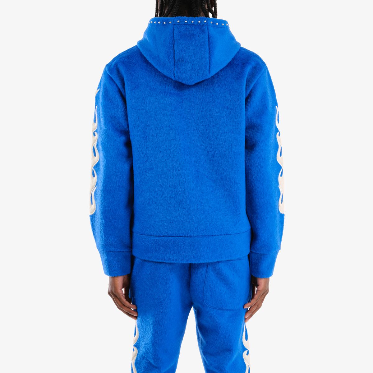 Copper Rivet Mohair Saints Embroidery Full Zip Hoodie Multi Colors