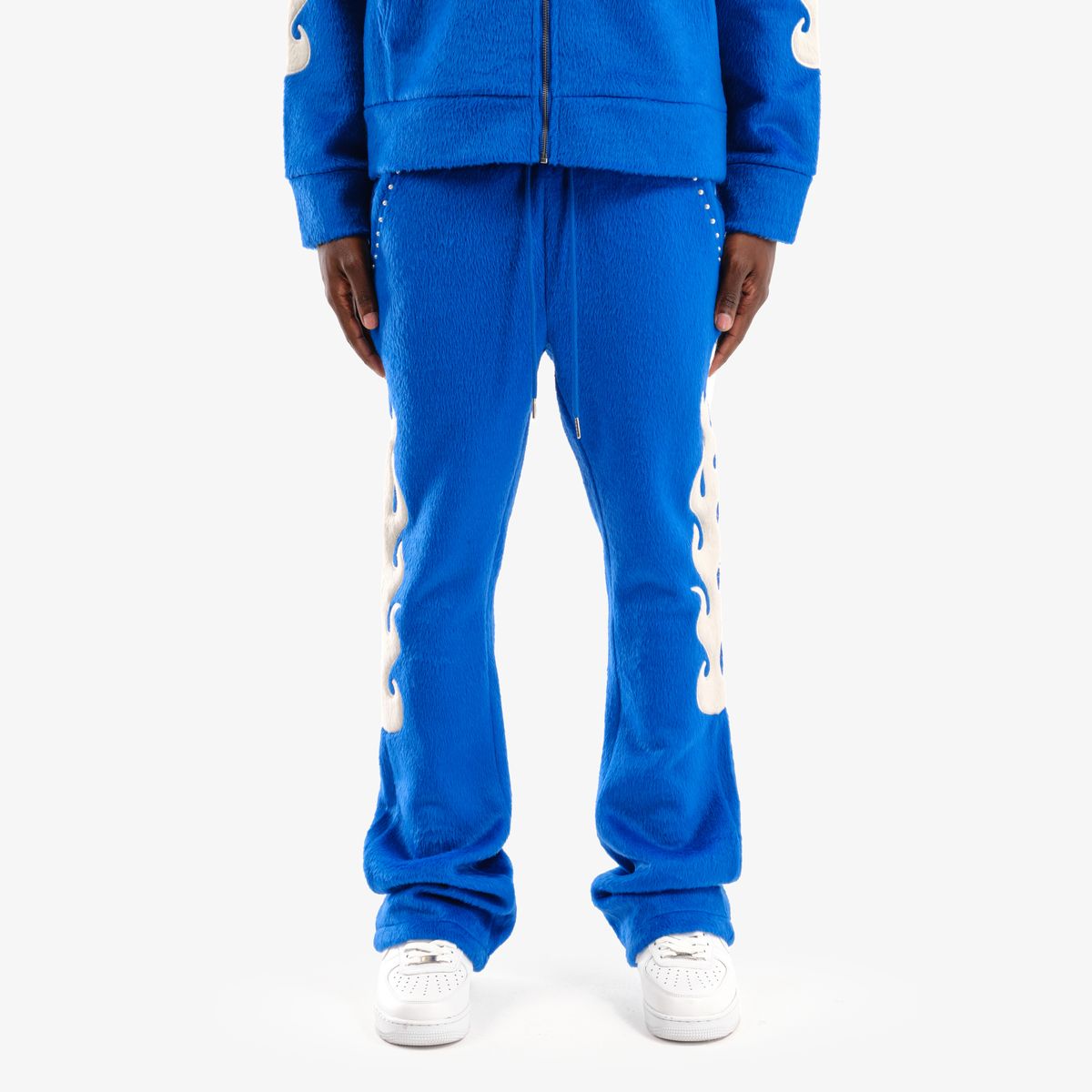 COPPER RIVET MOHAIR EMBROIDERY STACKED SWEATPANTS MULTI COLORS