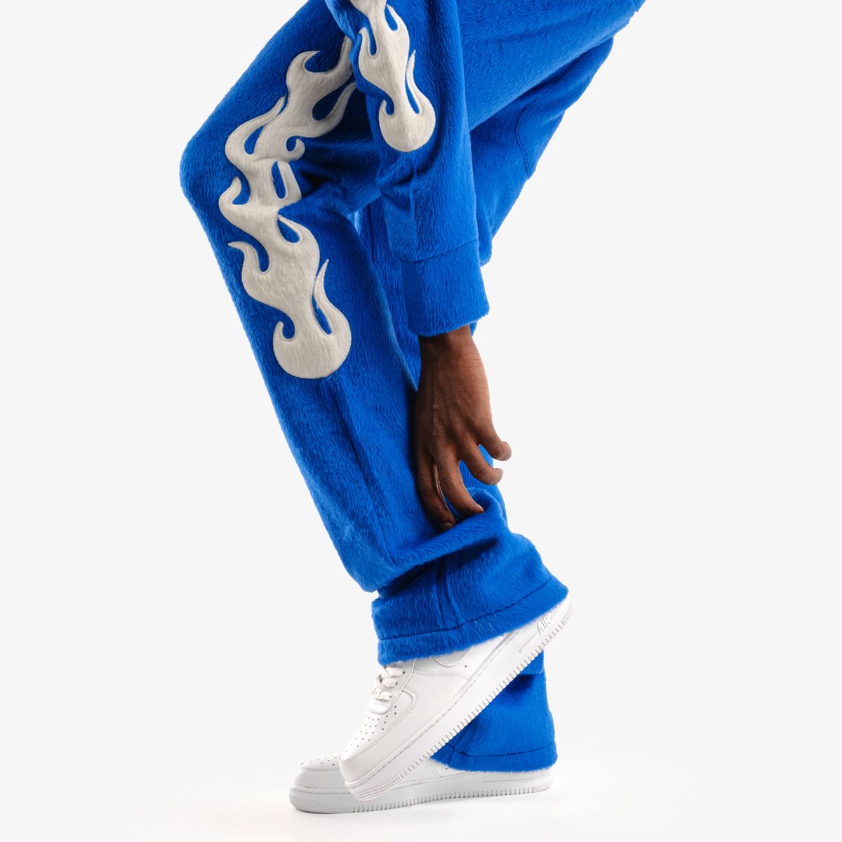 COPPER RIVET MOHAIR EMBROIDERY STACKED SWEATPANTS MULTI COLORS