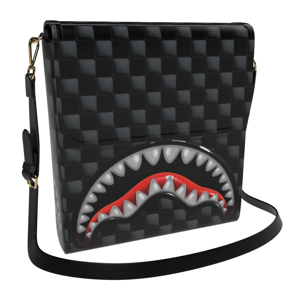 Sprayground Shark in Paris Balloon Black Messenger Sling