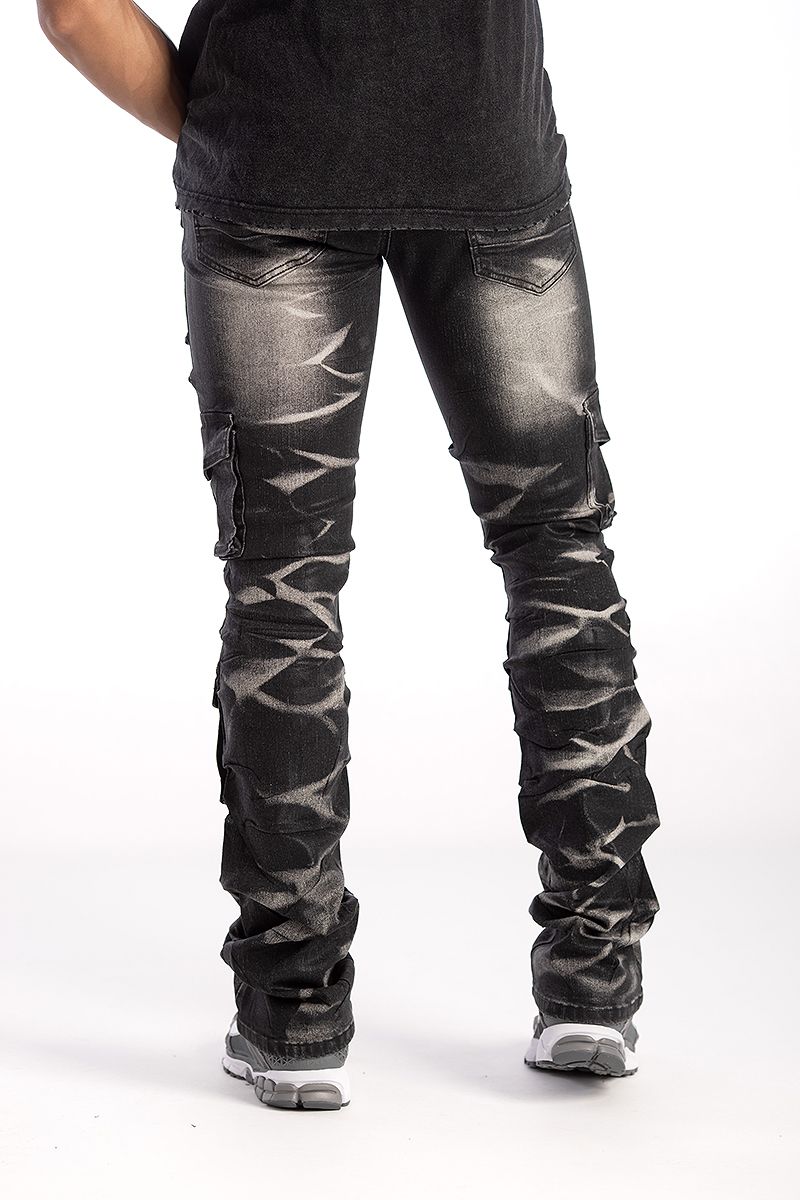 Kindred Stacked Cargo Utility Wax Smoked Jeans Multi Colors