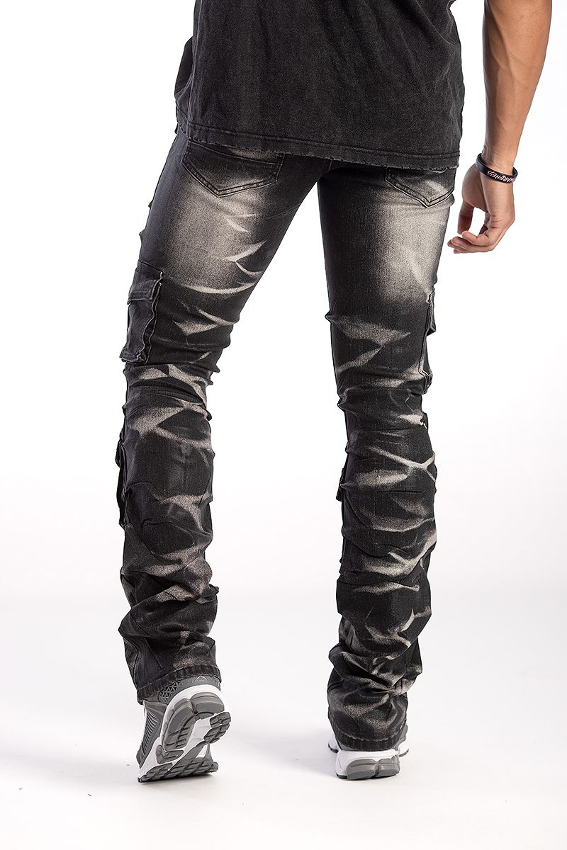 Kindred Stacked Cargo Utility Wax Smoked Jeans Multi Colors