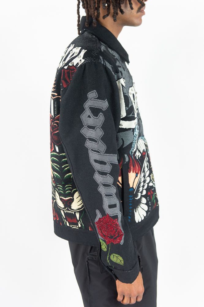 Rebel Minds Rhinestone Conquer Tapestry Jacket