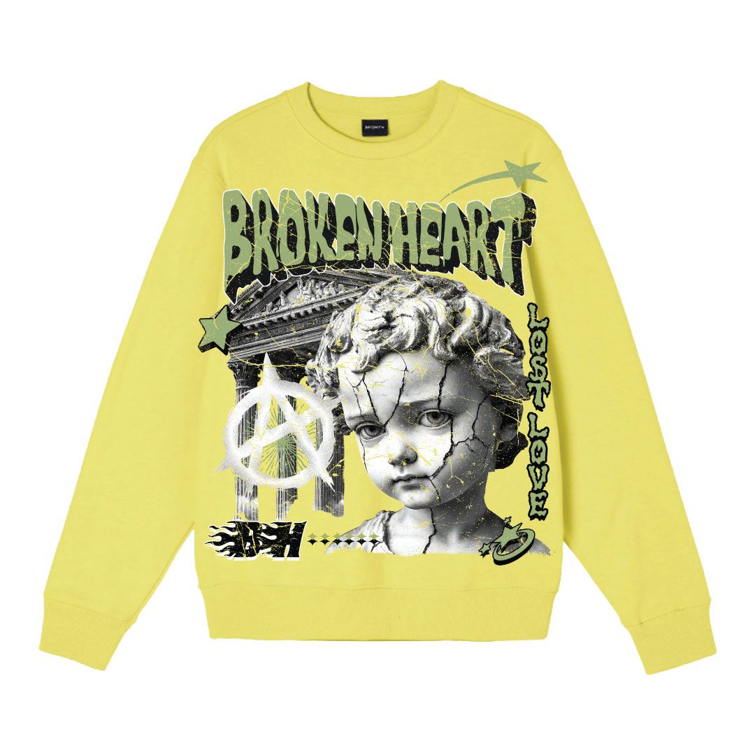 Forty Broken Heart Crewneck Fleece Sweatshirt Multi Colors