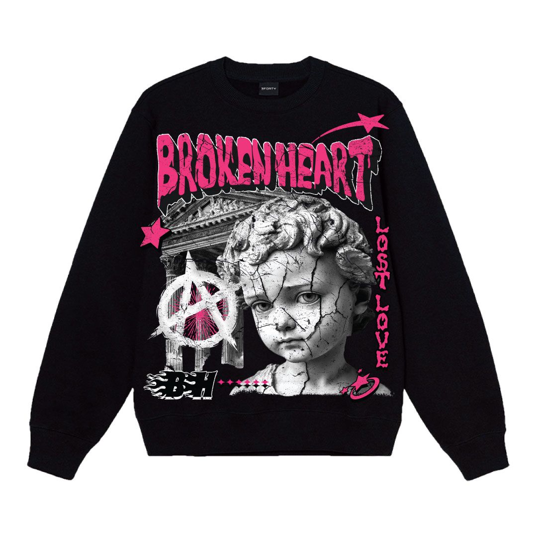 Forty Broken Heart Crewneck Fleece Sweatshirt Multi Colors
