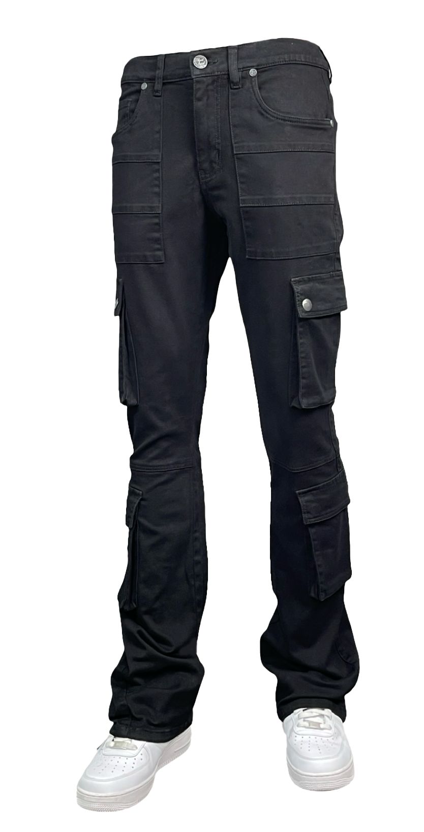 Blind Trust Cargo Stacked Jeans Black