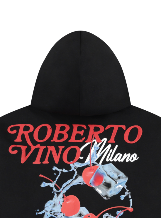 Roberto Vino Milano Fresh Cherry Zip Up Hoodie Black