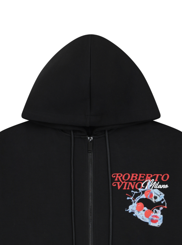 Roberto Vino Milano Fresh Cherry Zip Up Hoodie Black