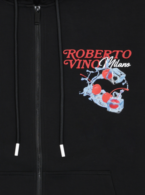 Roberto Vino Milano Fresh Cherry Zip Up Hoodie Black