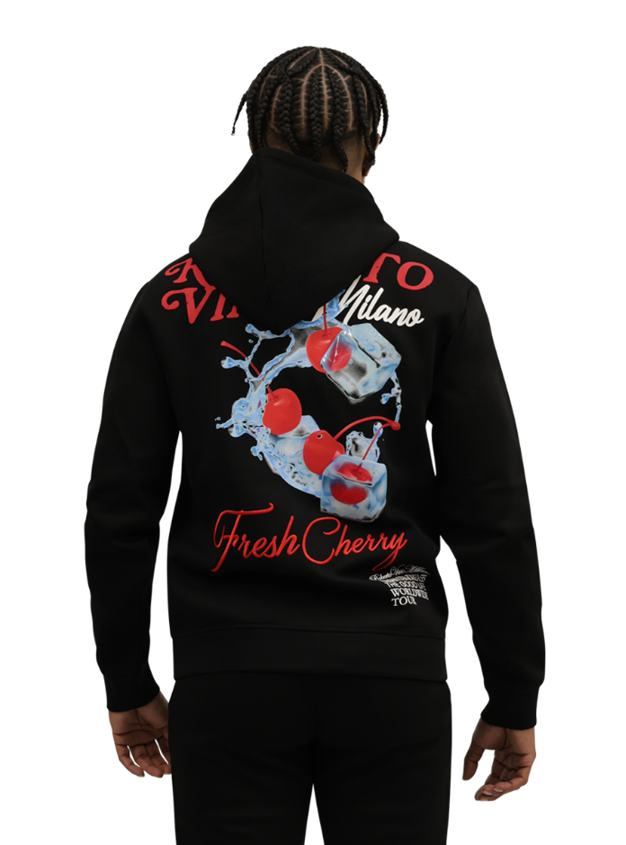 Roberto Vino Milano Fresh Cherry Zip Up Hoodie Black