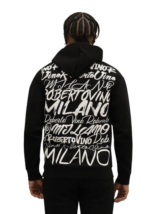 Roberto Vino Milano Big Writing Hoodie Black