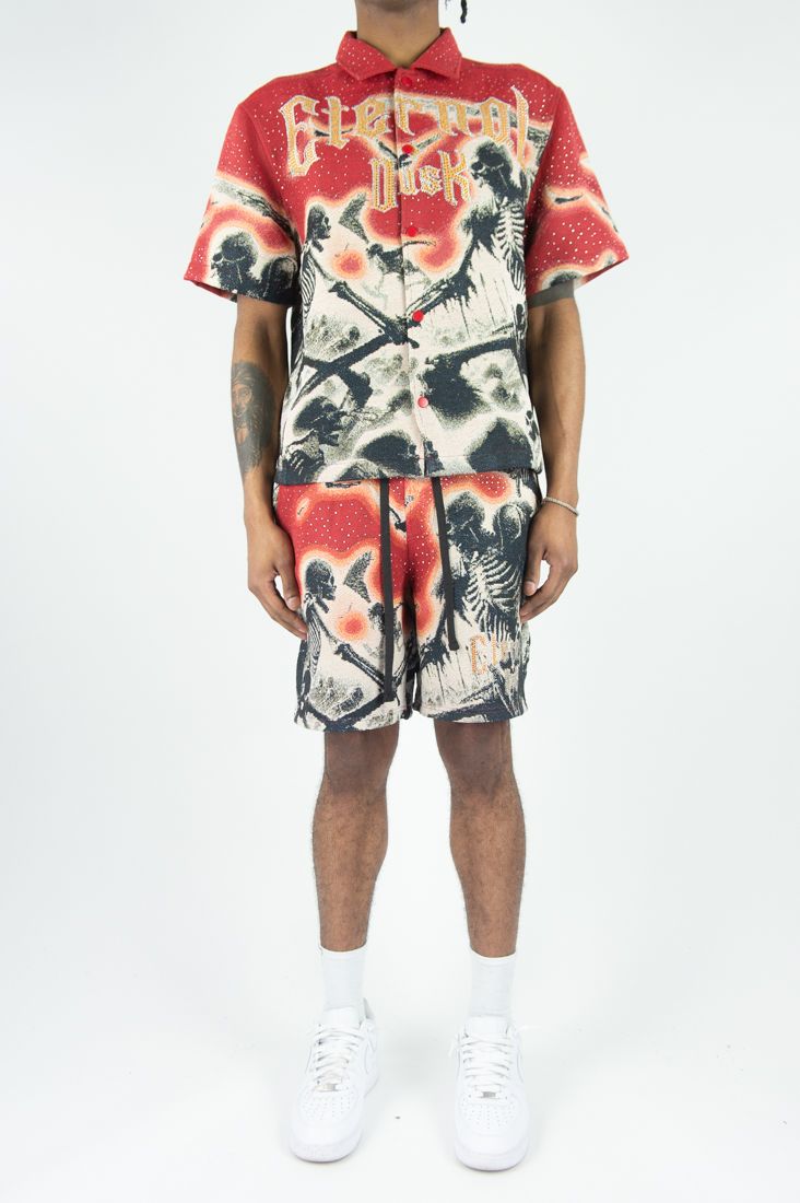 Rebel Minds Eternal Dusk Rhinestone Tapestry Short Set Multi Colors