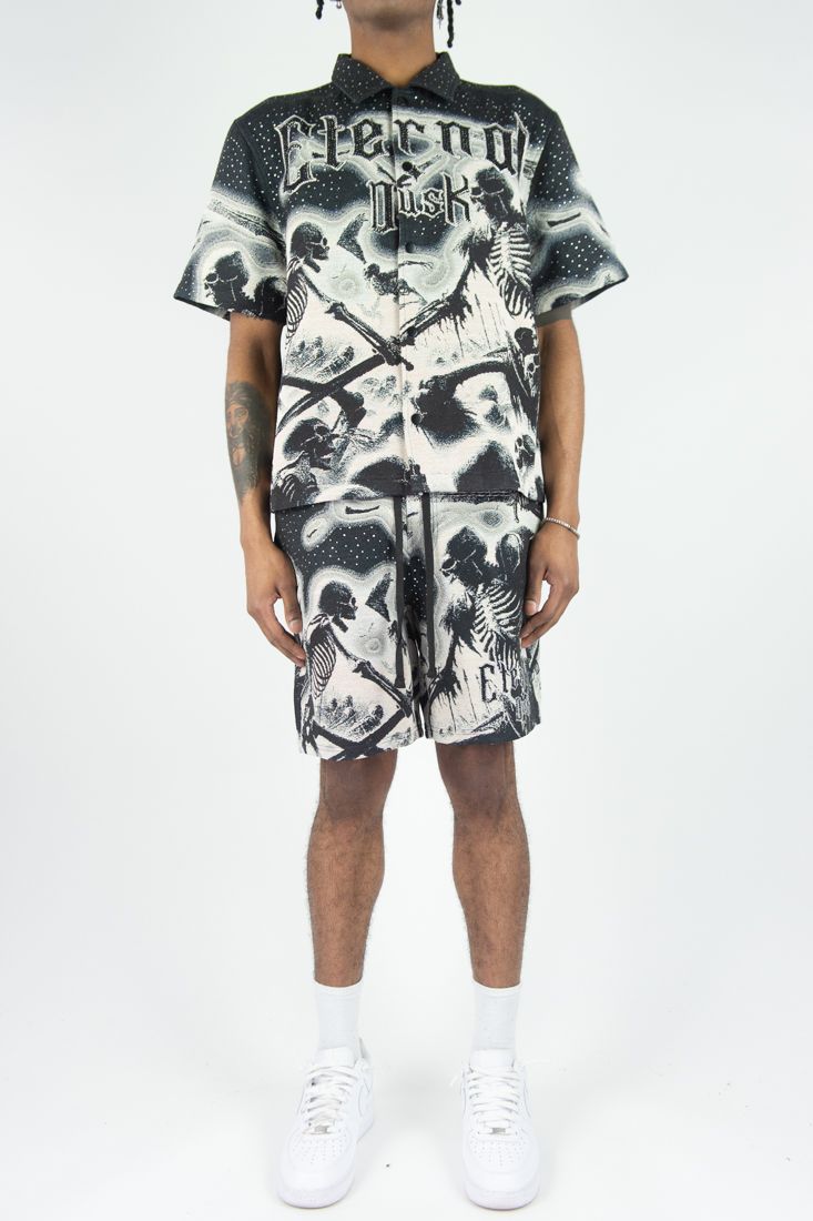 Rebel Minds Eternal Dusk Rhinestone Tapestry Short Set Multi Colors