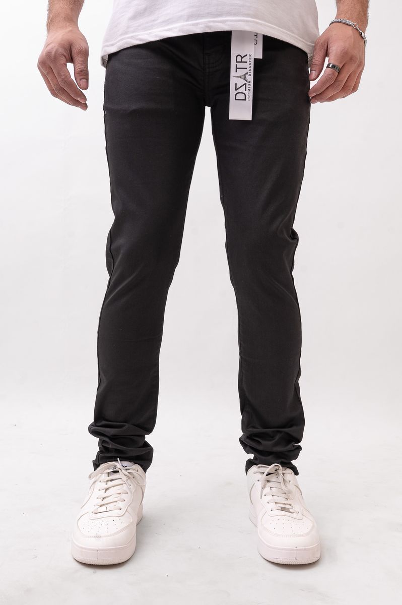 Disaster Skinny Black Wax Stretch Denim Black