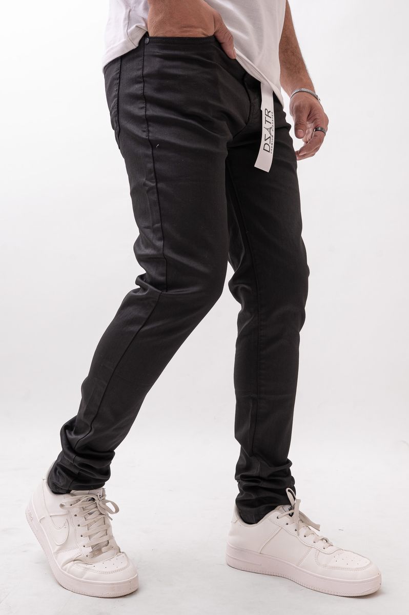 Disaster Skinny Black Wax Stretch Denim Black