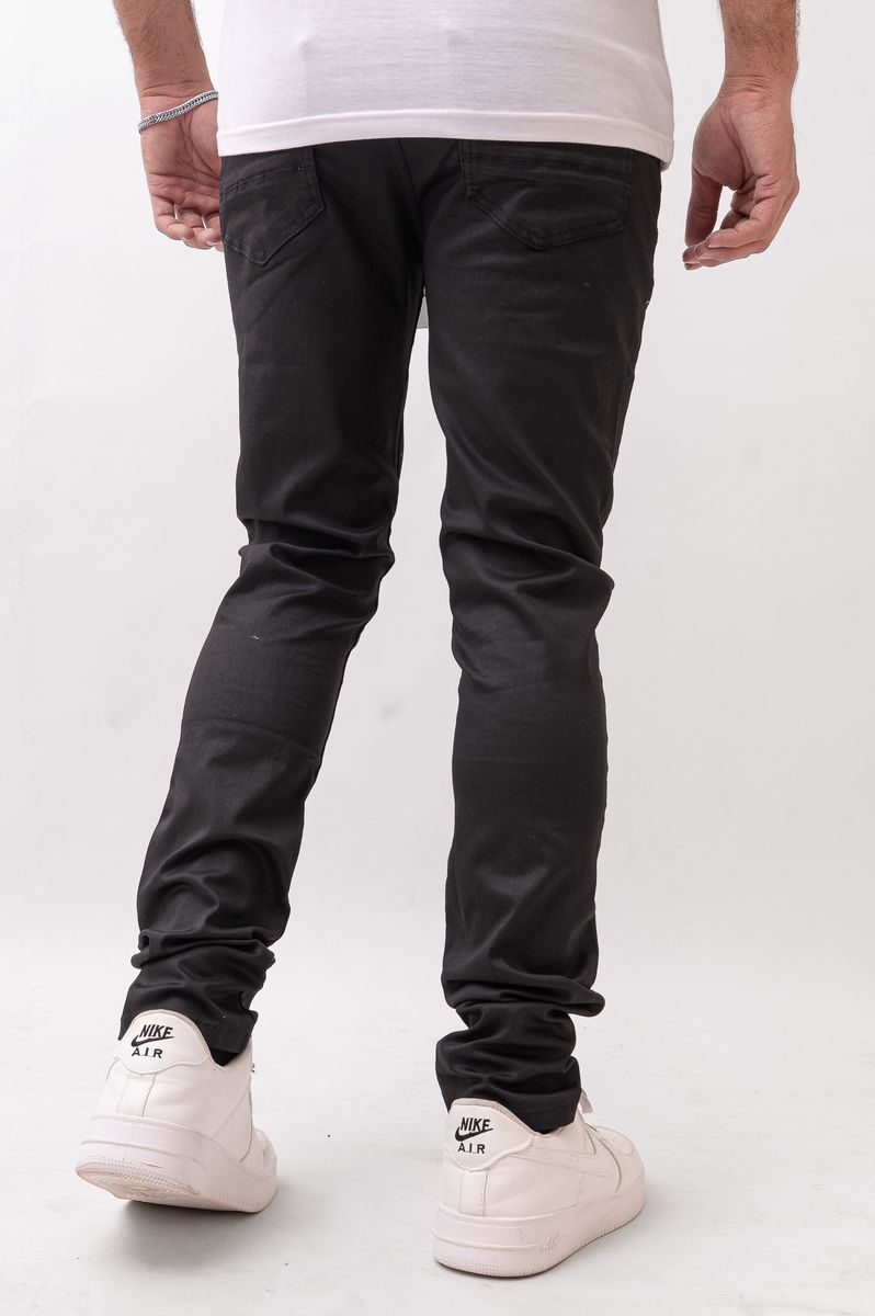 Disaster Skinny Black Wax Stretch Denim Black