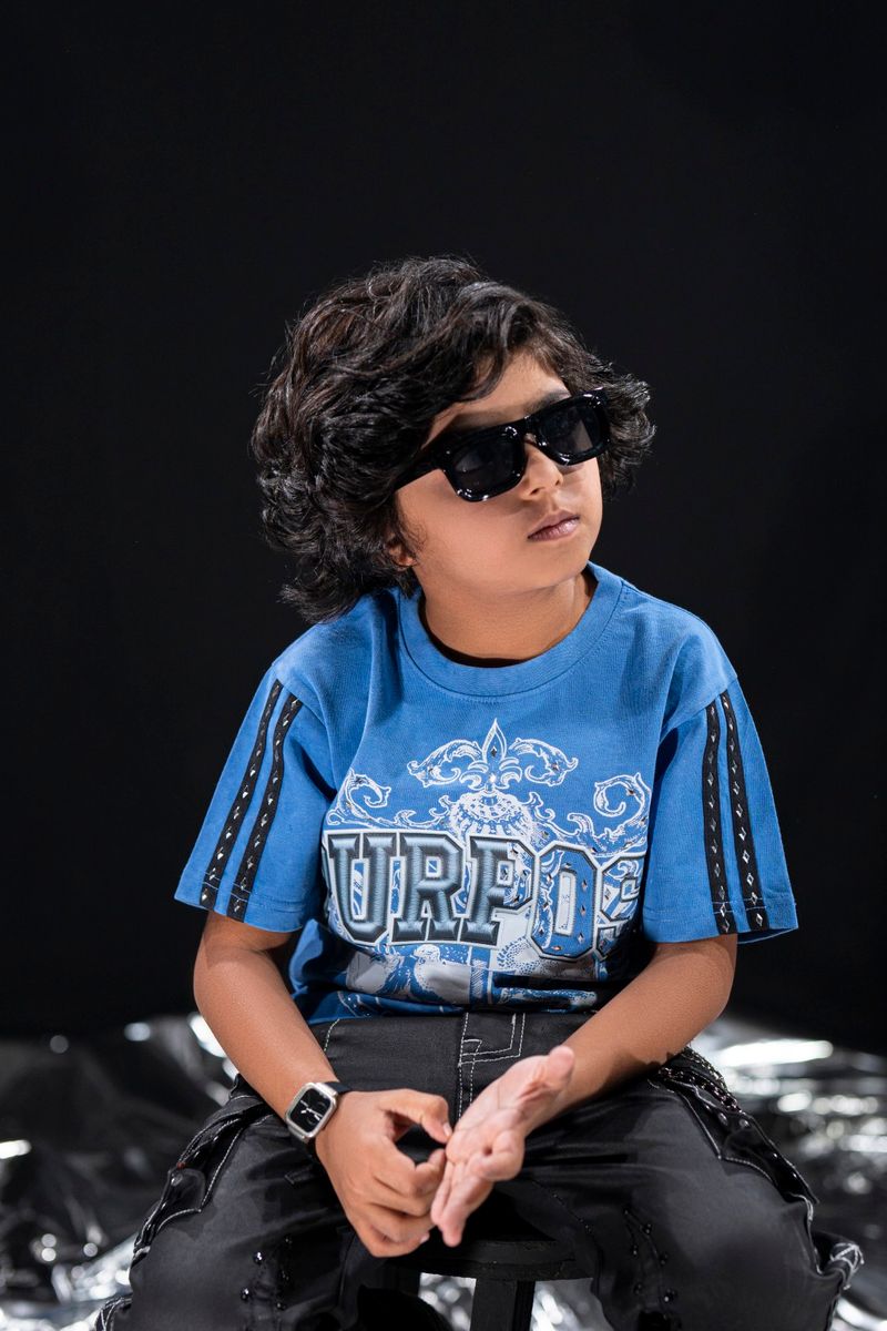 Elite Kids Purpose Rhinestone Studded Over Sized Heavy T-Shirt Multi Colors