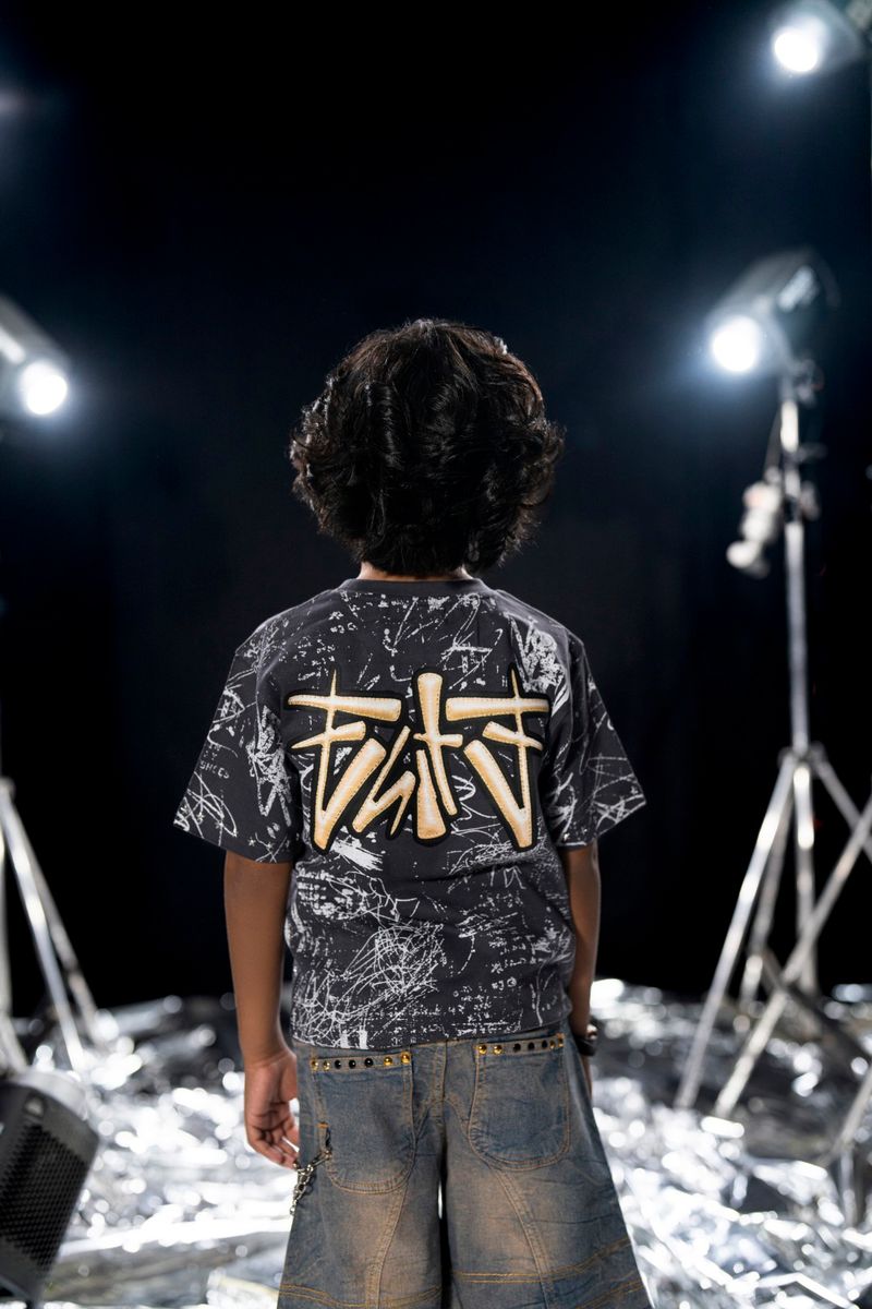 Elite Kids No Finish Line Rhinestone Over Sized Heavy Kids T-Shirt Multi Colors