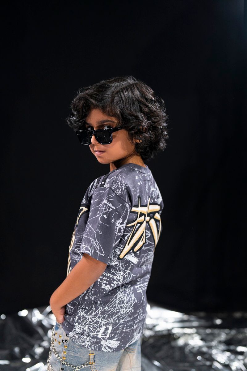 Elite Kids No Finish Line Rhinestone Over Sized Heavy Kids T-Shirt Multi Colors