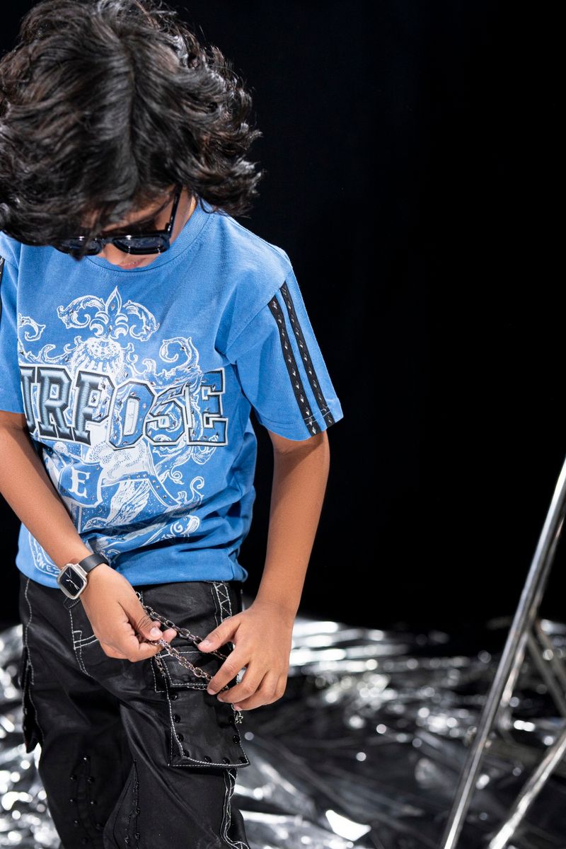 Elite Kids Purpose Rhinestone Studded Over Sized Heavy T-Shirt Multi Colors