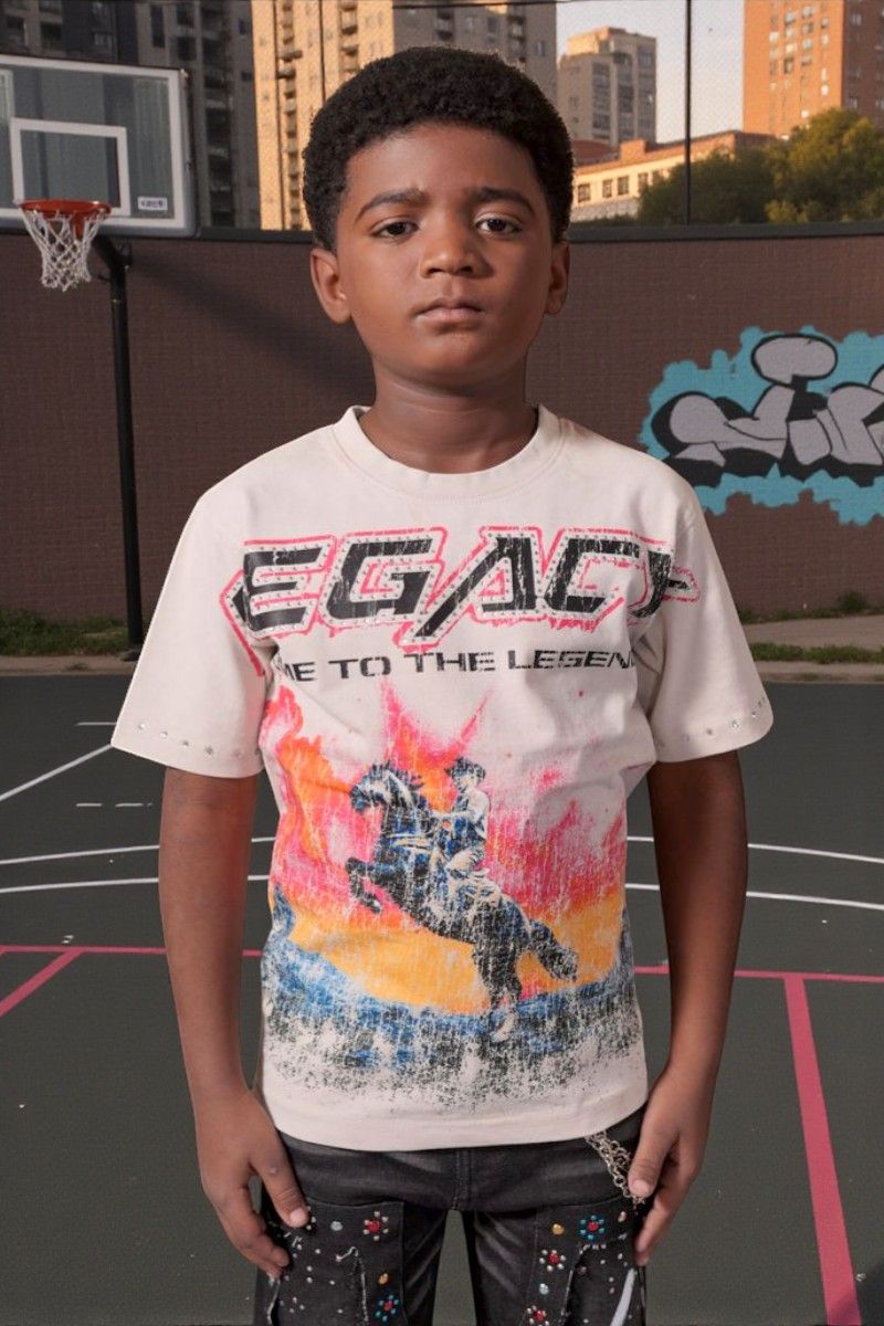 Elite Kids Legends Washed Heavy Embellished Kids T-Shirt Multi Colors