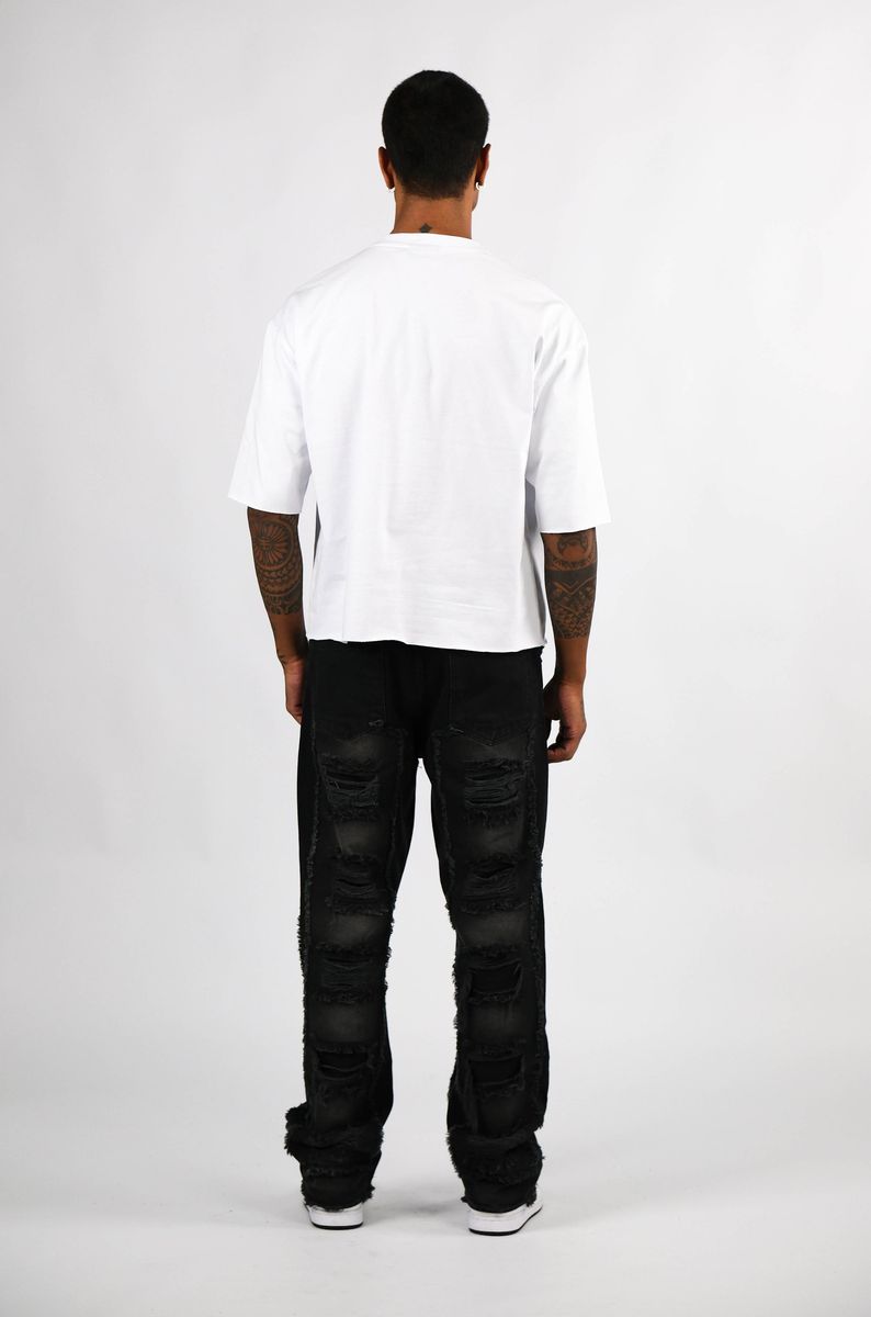 Left Point Heaven Crystal Cropped T- Shirt White