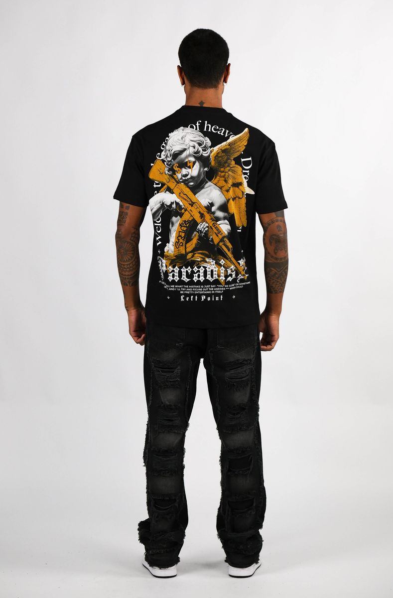 Left Point Paradise Rhinestones T- Shirt Multi Black