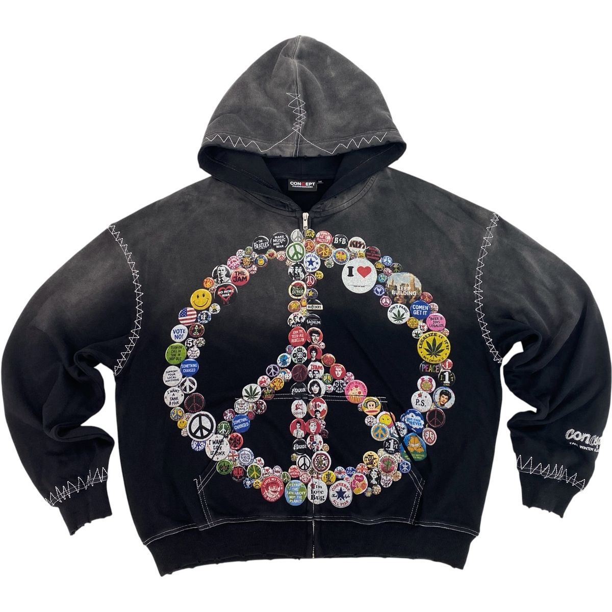 Concept Peace Zip Up Hoodie Black
