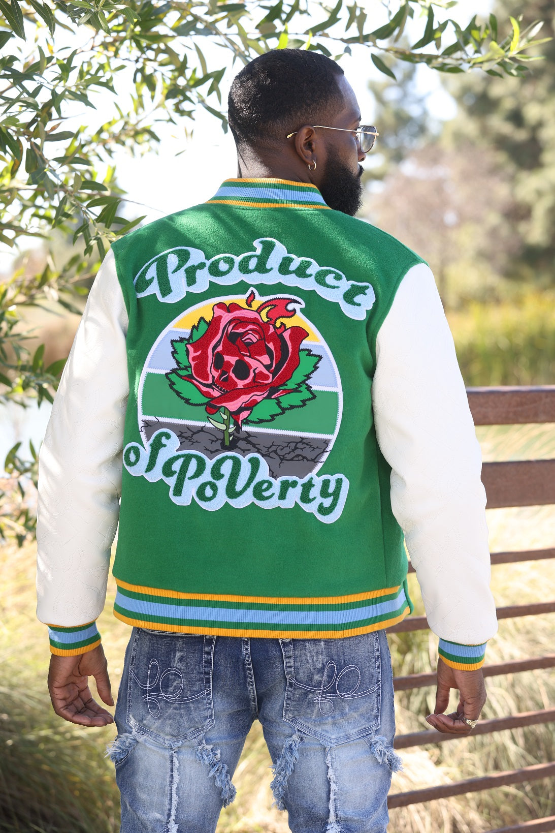 Frost Original F1026 Product of Poverty Varsity Jacket - Green
