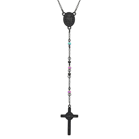 Two Tone Black And Multi Color Ip Stainless Steel Rosary