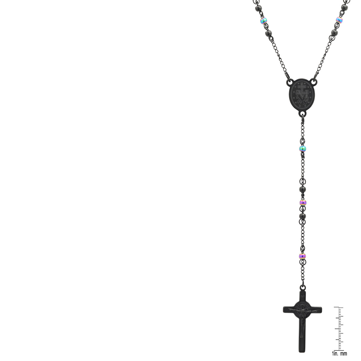 Two Tone Black And Multi Color Ip Stainless Steel Rosary