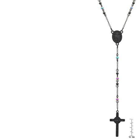 Two Tone Black And Multi Color Ip Stainless Steel Rosary
