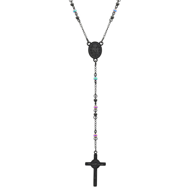 Two Tone Black And Multi Color Ip Stainless Steel Rosary