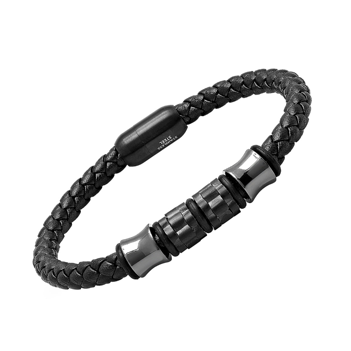 Black Ox Leather Woven Bracelet