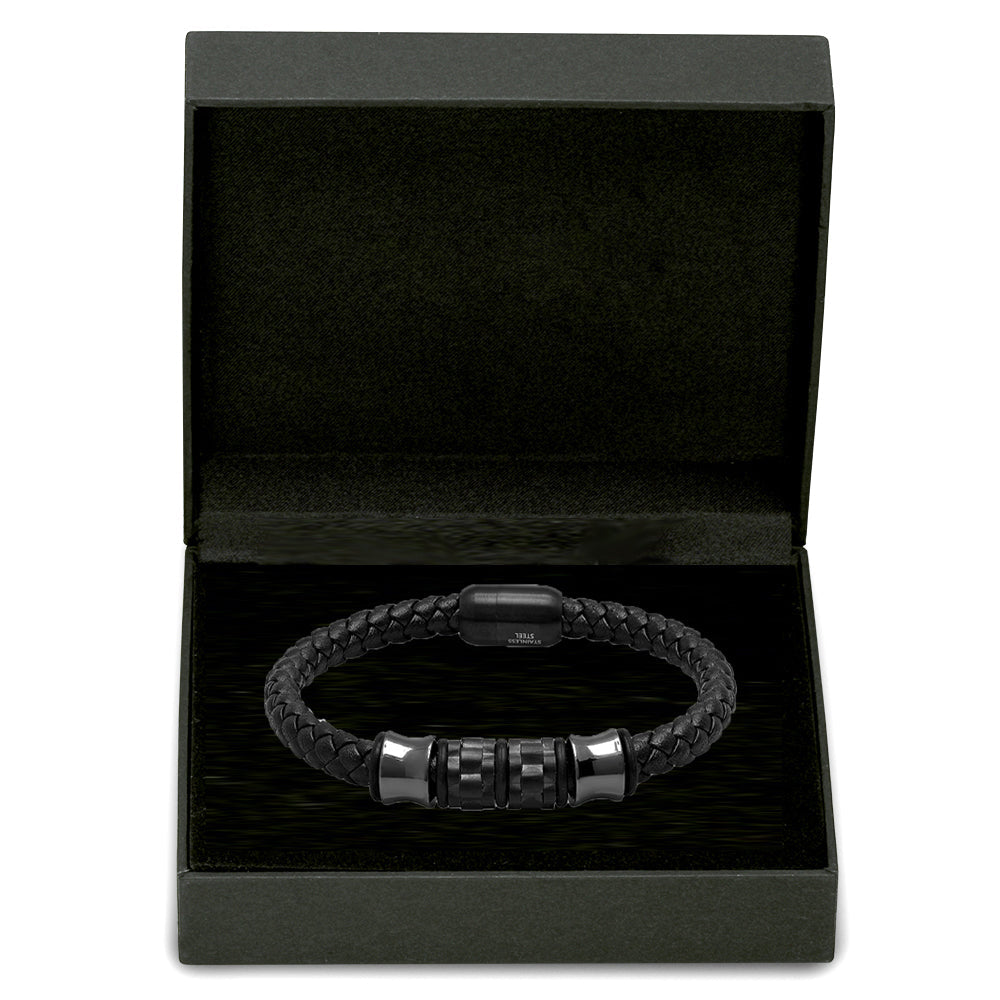 Black Ox Leather Woven Bracelet