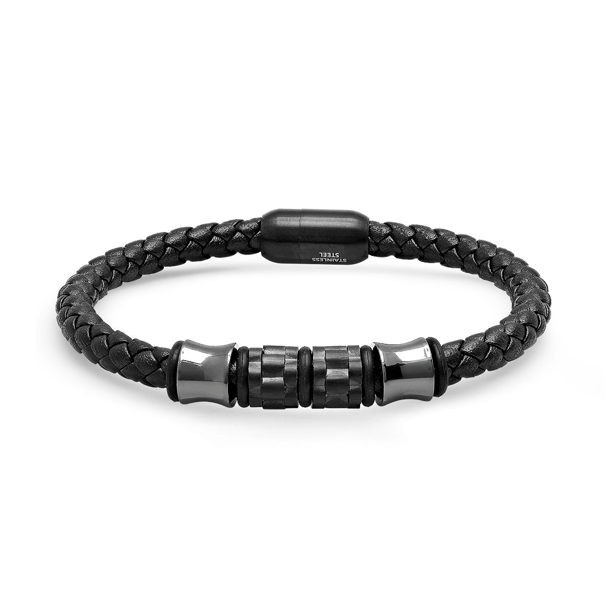 Black Ox Leather Woven Bracelet