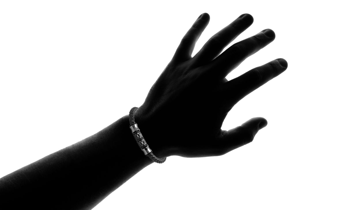 Black Ox Leather Woven Bracelet