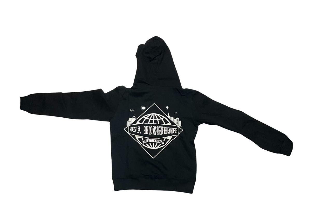 DNA World Wild Hoodie - Denim Hands - Black / Black