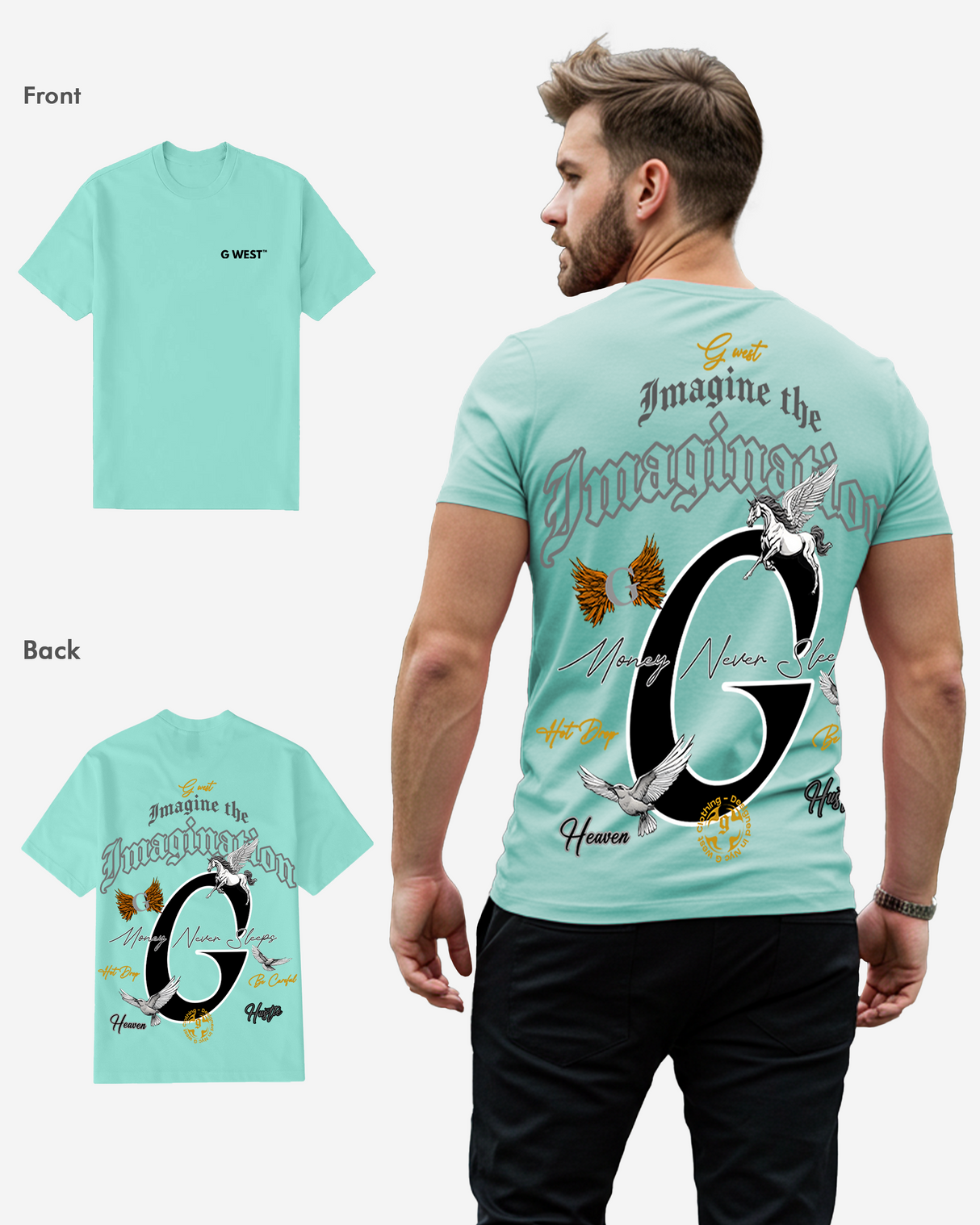 G West Regular Fit Money Never Sleeps T Shirt - Gwpbast5046 - 6 Colors