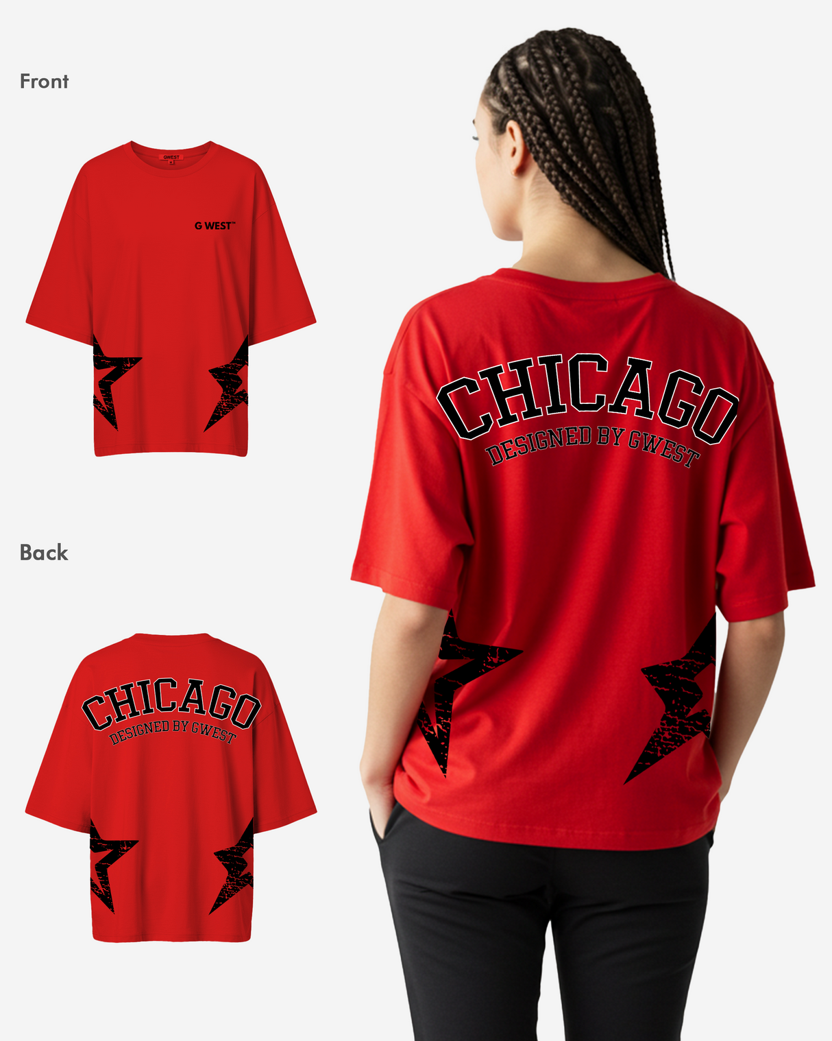 G West Oversized Chicago Arch Logo Tee - WOMEN