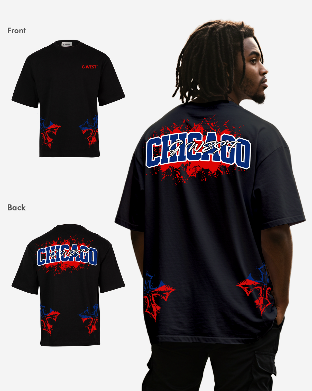 G West Chicago Blood Arch Logo T-Shirts Big and Tall