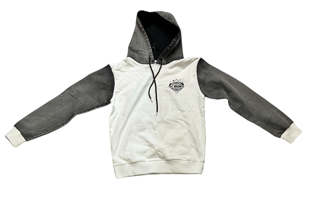 DNA World Wild Hoodie - Denim Hands - White / Black Wash