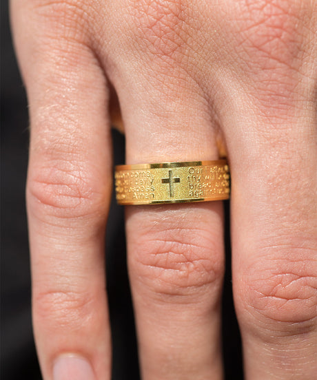 Wide Banded Lord's Prayer Ring