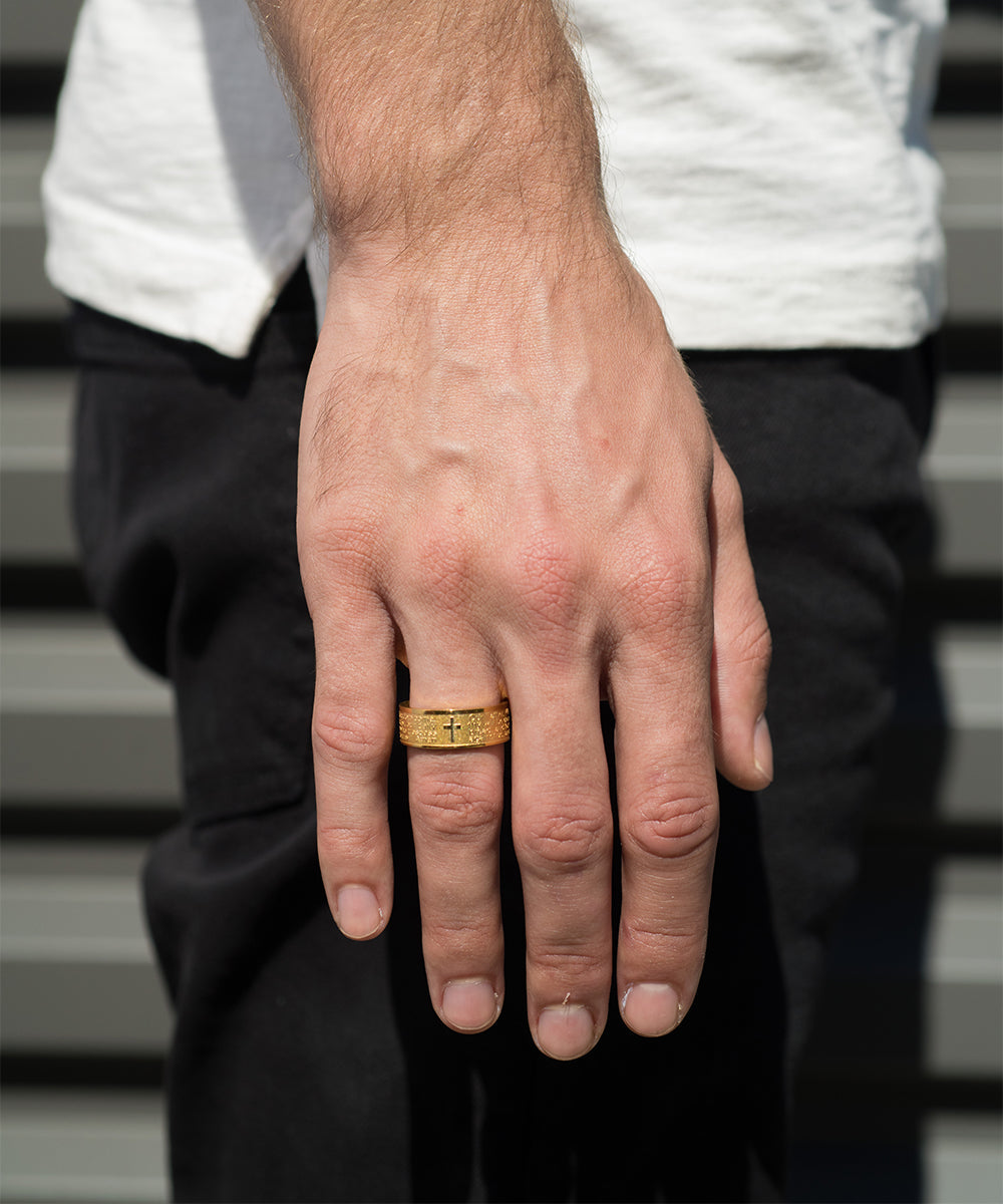 Wide Banded Lord's Prayer Ring
